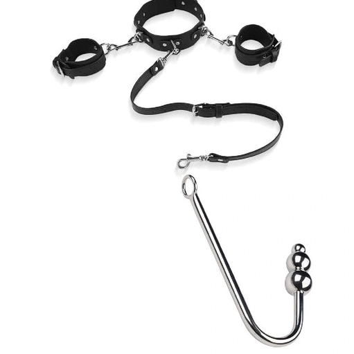 Anal Hook with Beaded Elegant and Cuffs Collar 5334 0916